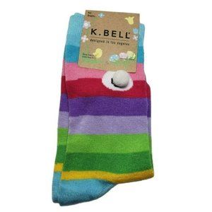 K. Bell Multi-Color Striped Easter Chick Crew Sock